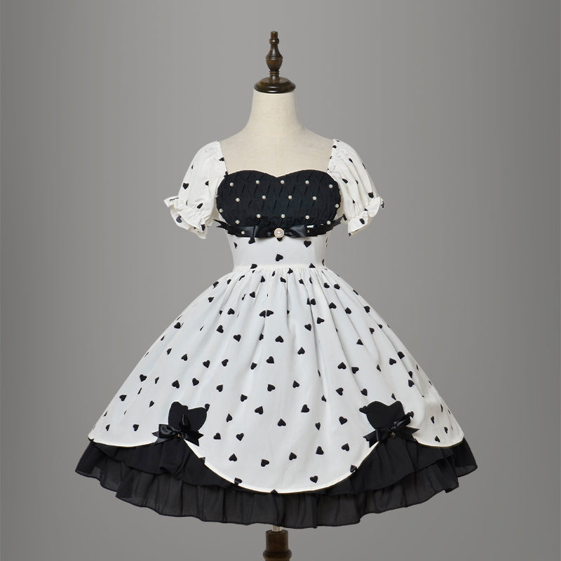 Magic Tea Party~PengPeng~Kawaii Lolita OP Dress S small high waist OP-white color 