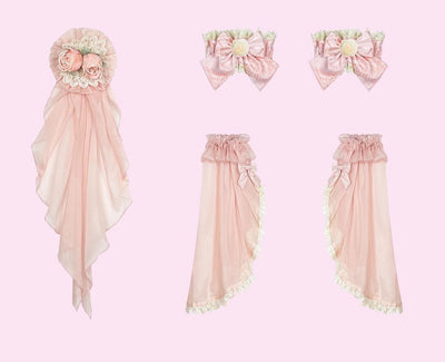 (BuyForMe) DiamondHoney~Hime Lolita Fish-bone Dress Set flower ball hairpins nude 