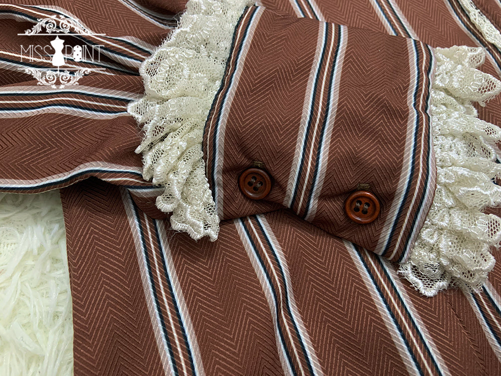 Miss Point~Chocolate Daily Light Sweet Stripe Lolita Blouse   