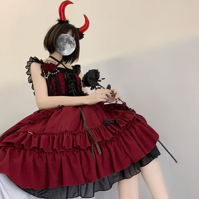 Neverland~The Memoirs of Samuel~Gothic Lolita Dark-theme Red JSK   