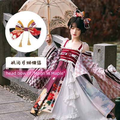 With Puji~Cute Lolita Headdress Accessories Collection head bow of "Moon in Maple" free size 