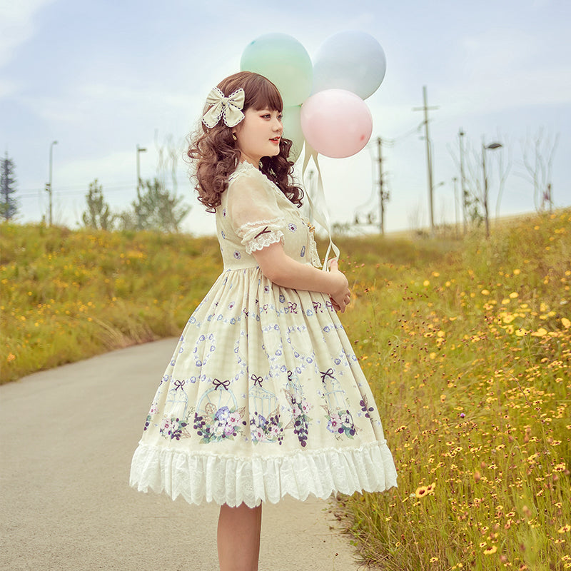 NanShengGe Lolita~Forest Bookmarks~Country Style Lolita JSK Dress S beigr op 