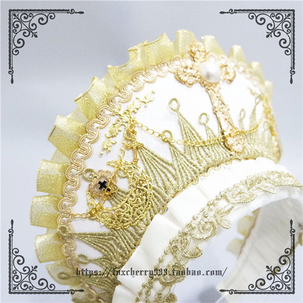 Fox Cherry~Gorgeous Lolita Palace Retro Golden Tudor Headdress 4504:10513