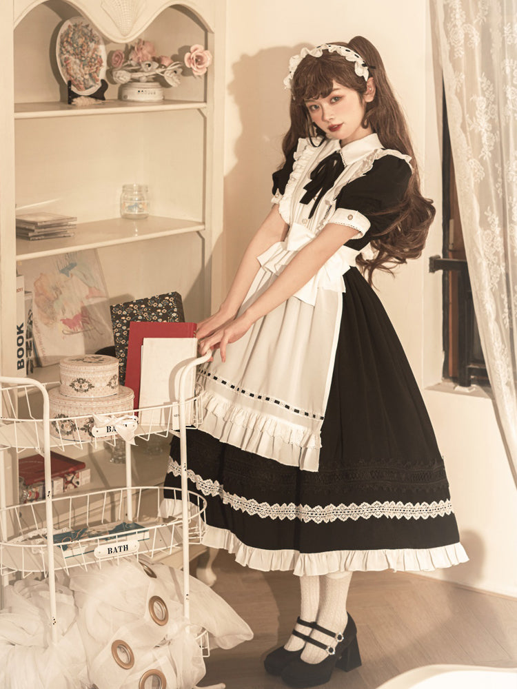 Your Princess - Maid Lolita Puff Sleeve Black Dress