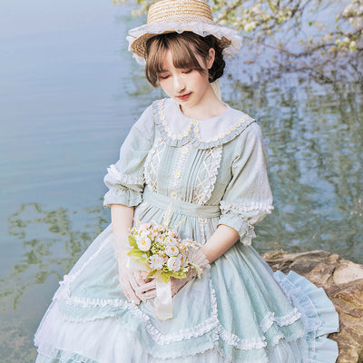With Puji～Morning Flowers～Country Lolita OP Dress   