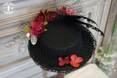 Miss point~Sally's Garden~Country Lolita Straw Top Hat small black top hat  
