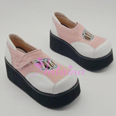 Antaina ~ Kawaii Lolita Pink and White Platform Shoes 35 pink and white 
