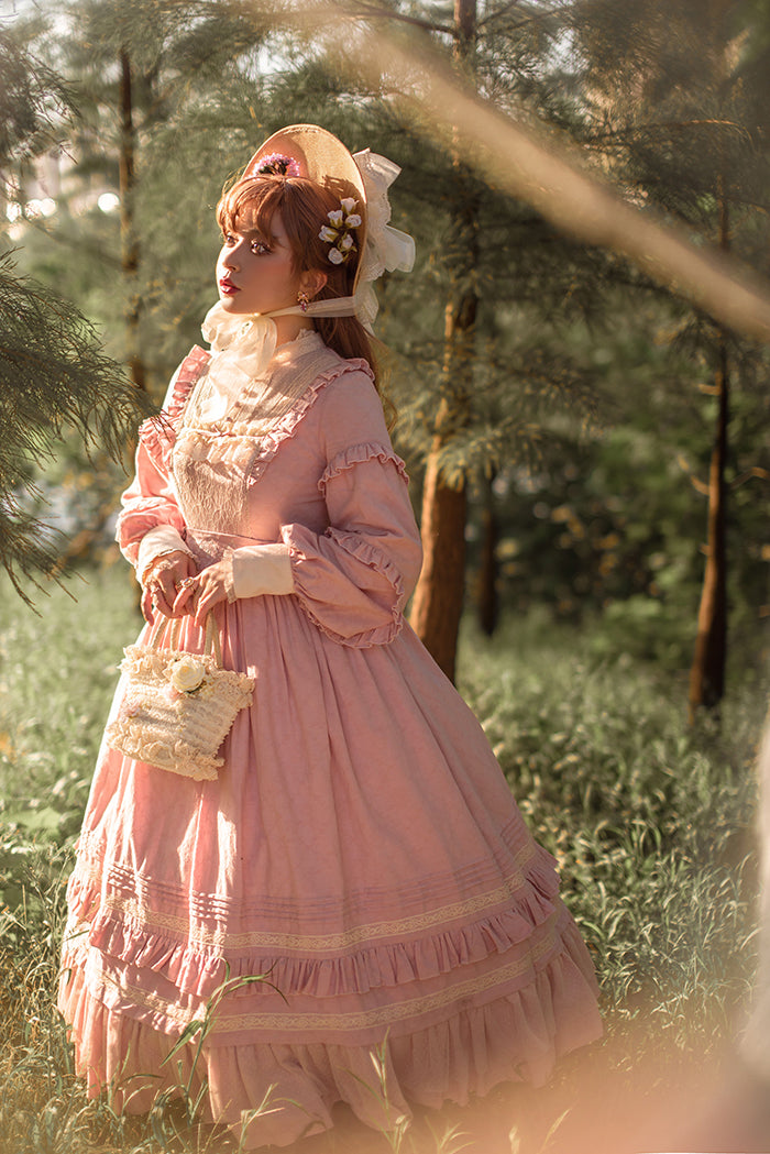 Alice Girl~Vintage Lolita OP Dress~Miss Lya's Jacquard Cotton Dress   