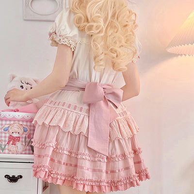 (Buy for me) Mademoiselle Pearl~Austen In The Garden~Sweet Lolita Headdress, Brooches and Accessories pink waist tie  