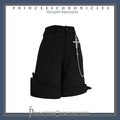 Princess Chronicles~Red Shadow~Retro Black Ouji Lolita Shorts S shorts (not include the cross chain) 
