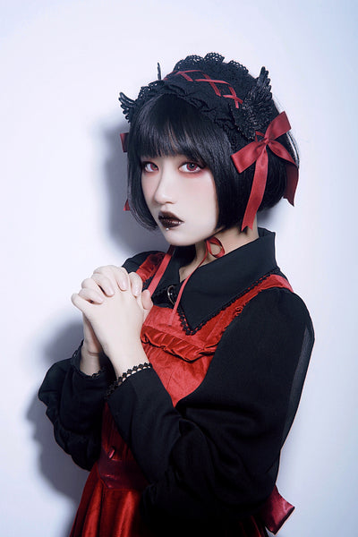 Strange Sugar~Handmade Gothic Lolita Black Red Hairband   