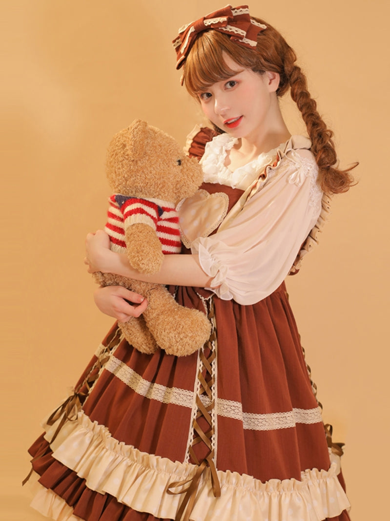 Eieyomi~Sweet Lolita Cotton Princess JSK Dress S coffee JSK 