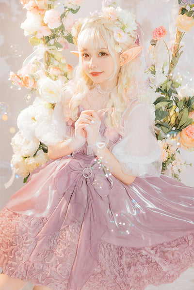 (Buyforme) Baduoni~Pink Red CLA Large Bow Lolita Jumper Dress   