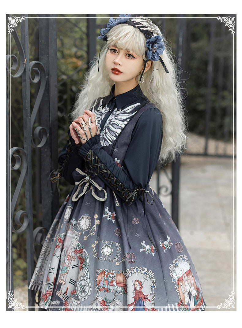 YingLuoFu~Black Fairytale~Gothic Twins Lolita JSK   