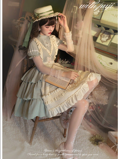 With PUJI~Mianmian Diary~Pastoral Style Lolita OP Dress   