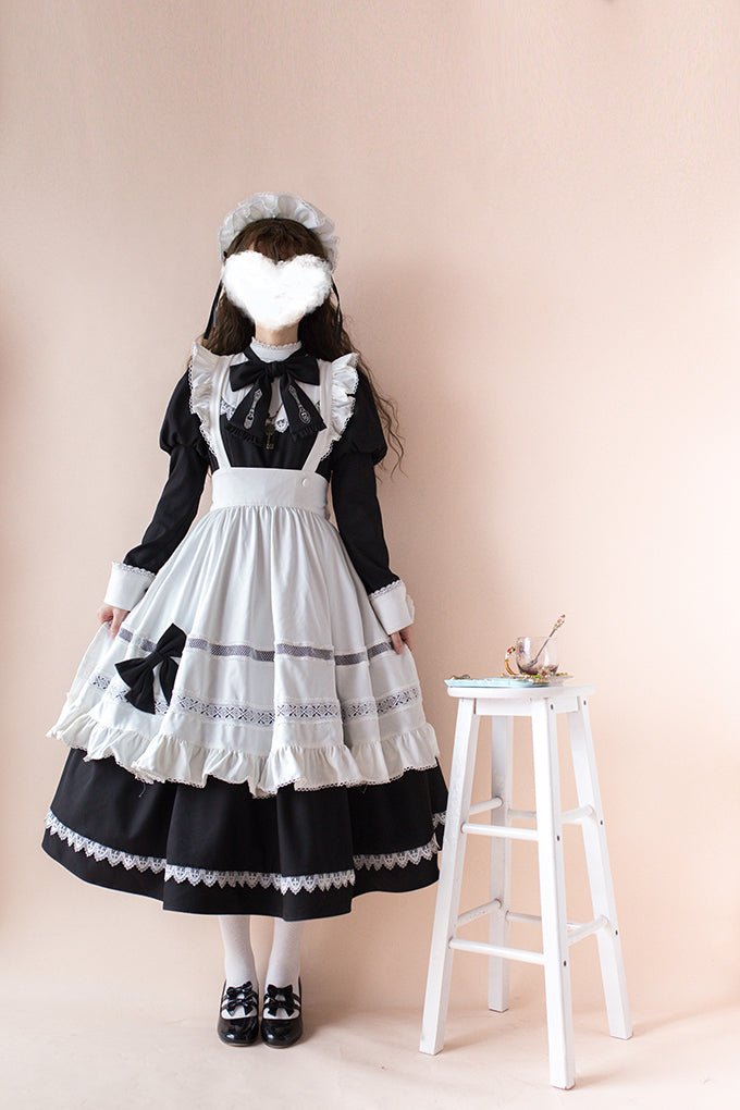 Alice Girl~Aili Housekeeper~Vintage Maid Lolita OP Dress   