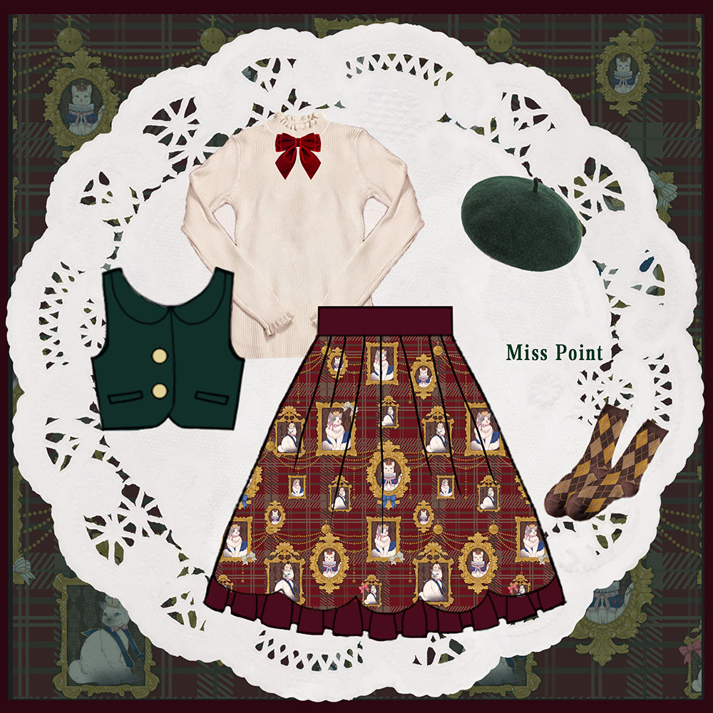 Miss Point - Christmas Preppy Style Velvet Lolita SK Vest Set