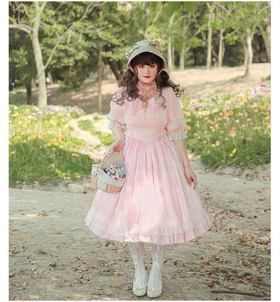 NanShengGe Lolita~Star Glow~Plus Size Lolita OP Dress S-M pink 