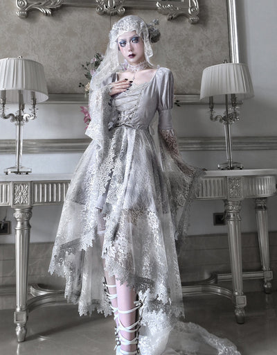 Blood Supply~Rose Funeral~Halloween Grey Classic Lolita OP   