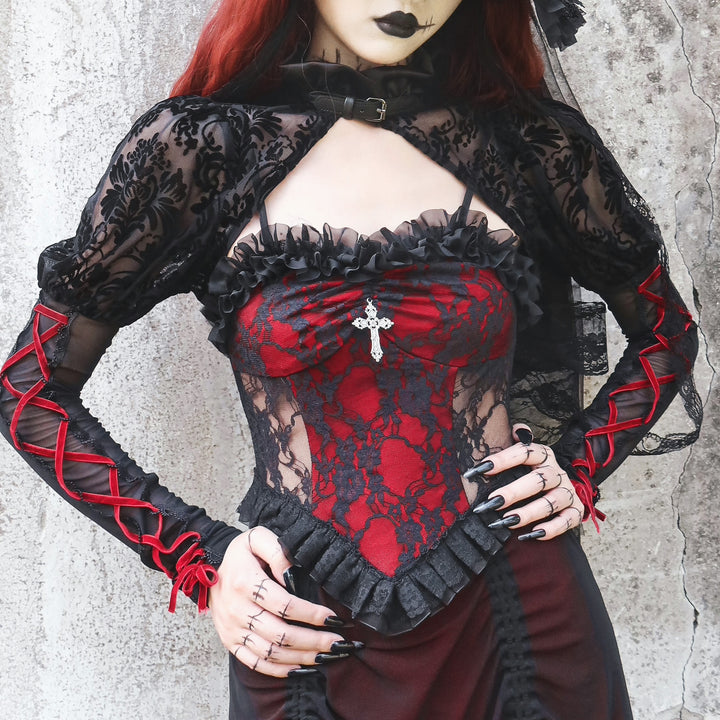 Blood Supply~Night Visit with Vampire~Halloween Goth Black Bolero   