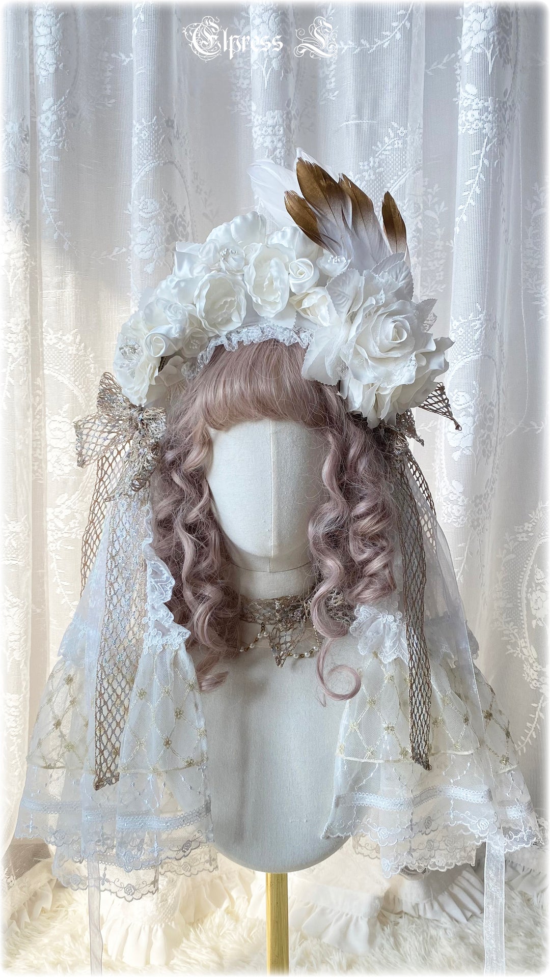 Elpress L~Yurisa Collaboration Blue Black Gold Luxuriant Lolita Accessory white gold corolla