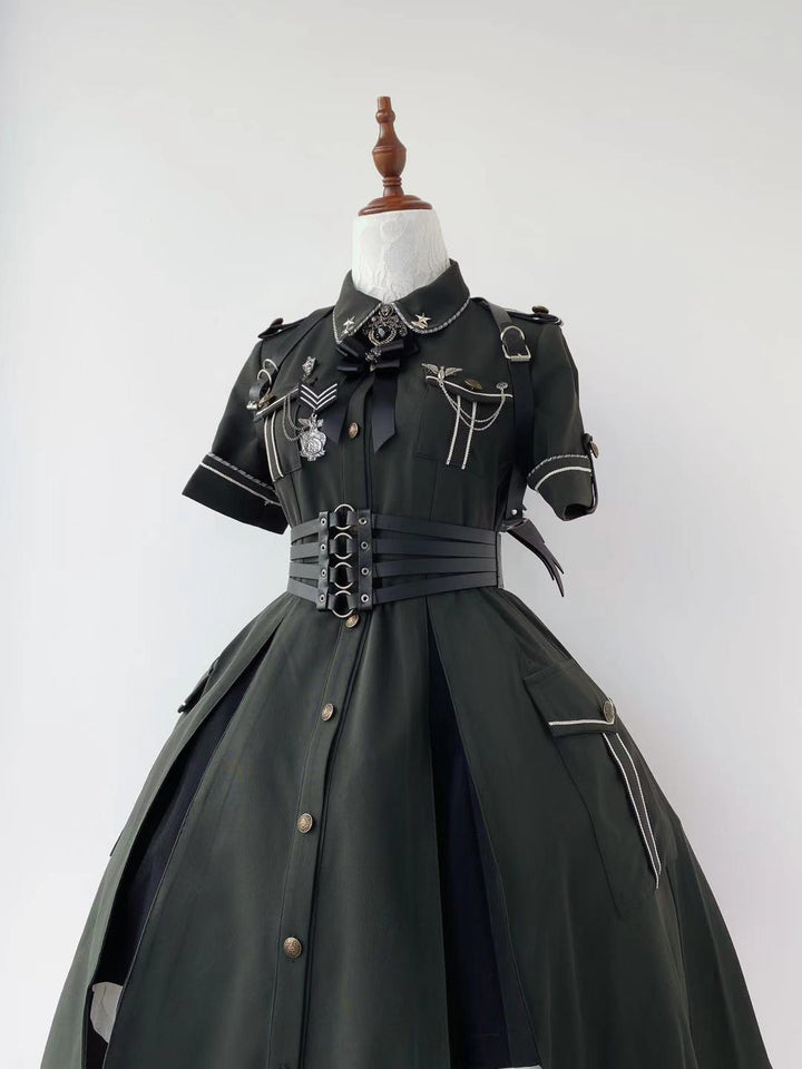 Your Highness~Evil Python 2.0~Military Lolita Gothic OP Dress   