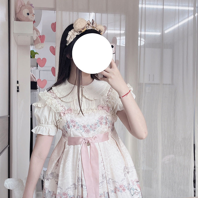 Sakurada Fawn~Sweet Solid Color Lolita Short Sleeve Shirt Plus Size   