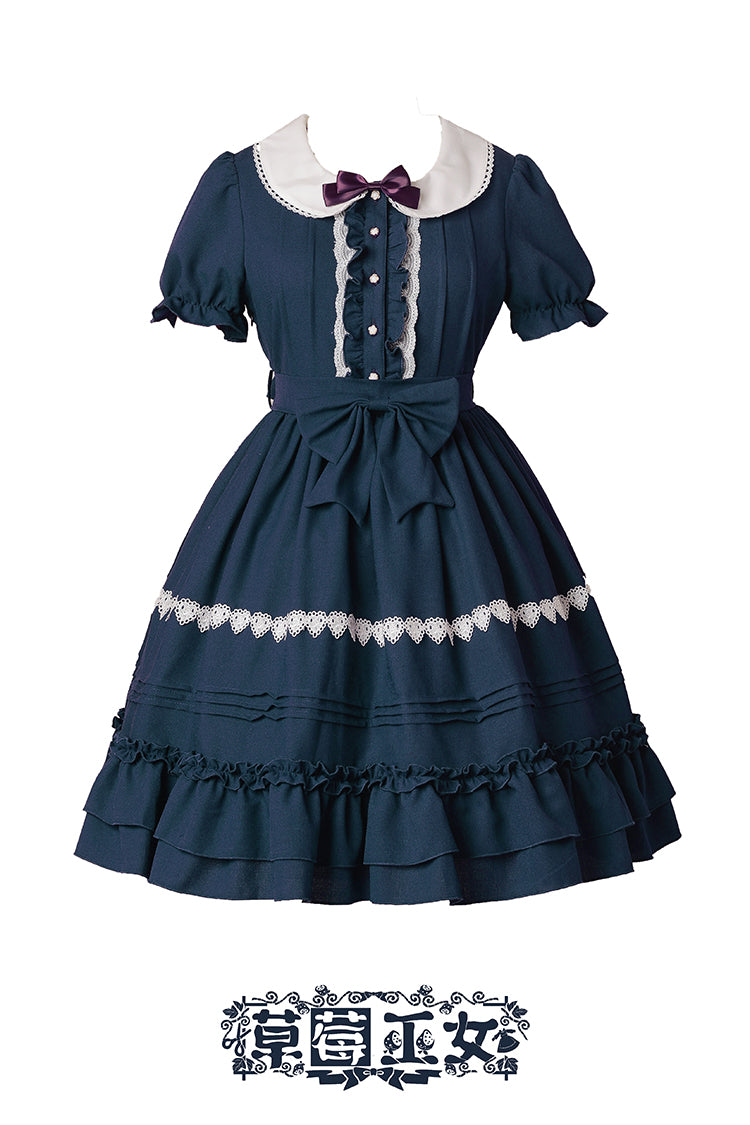 Strawberry Witch~Ice Cream Puffs~ Sweet Lolita OP S dark blue 