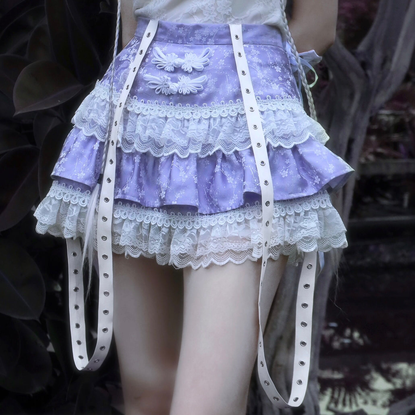 Blood Supply~God's Redemption~Chinese Qi Lolita Dark-themed Tiered Skirt S Lolita SK 