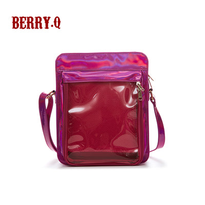 BerryQ~Casual Lolita Transparent Crossbody Ita Bag laser pink  