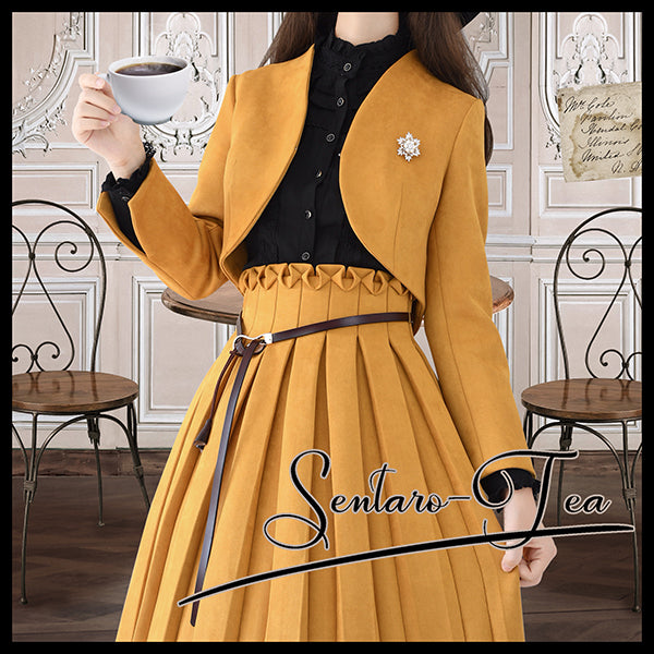 Sentaro~Warm Tea~Elegant Swallow Tail Lolita Short Coat S ginger(coat only) 