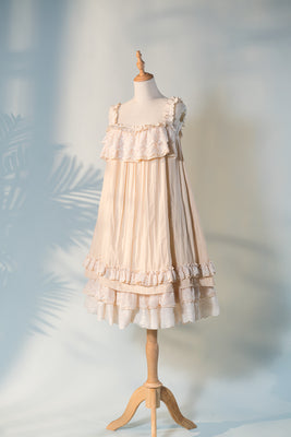 Fantastic Wind~Lazy Holidays~Kawaii Lace Lolita Nightdress Set S ivory jumper dress 