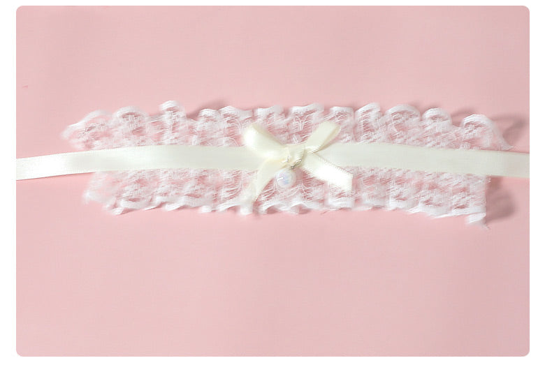 MaoJiang Handmade - Retro Lolita Bow Bracelet milk white