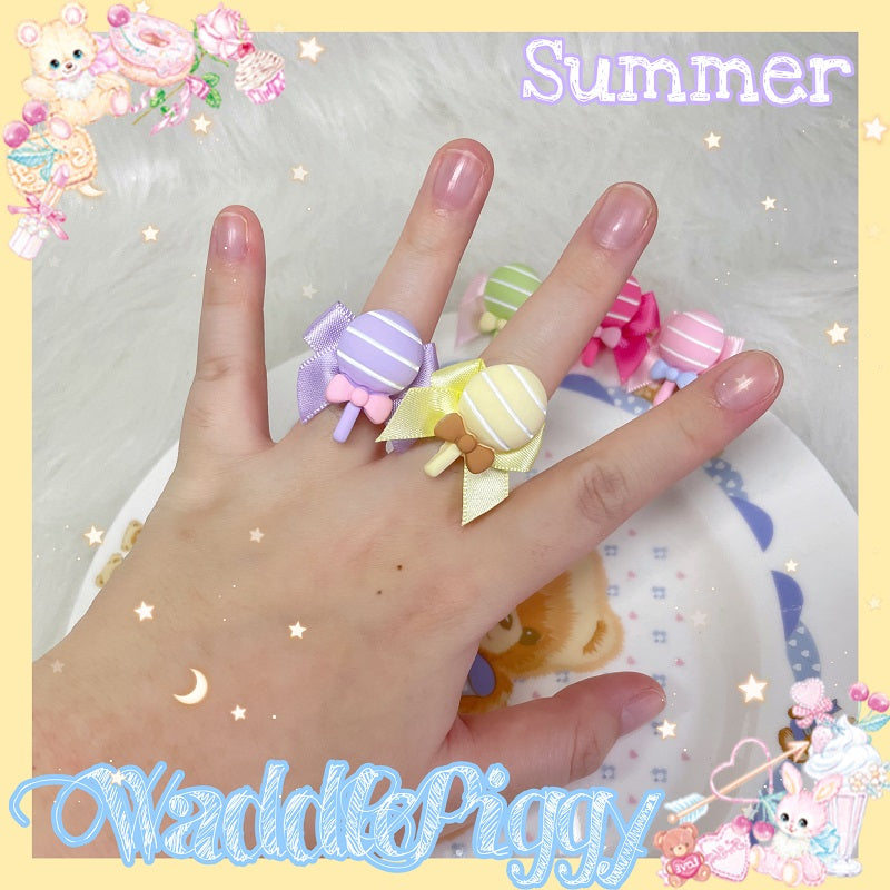 (Buyforme)WaddlePiggy~Sweet Lolita Handmade Lollipop Bow Ring   