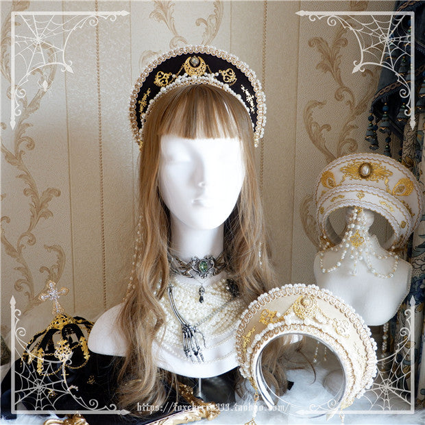 Fox Cherry--Lolita Palace Retro Head Ornament Hair Crown black (chain is detachable)