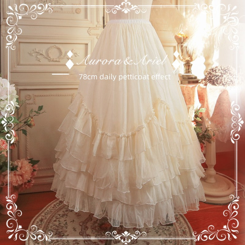 Aurora & Ariel~78cm Daily Organza Soft Yarn Black White Lolita Petticoat   