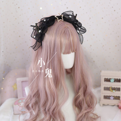 (Buy for me) Xiaogui~Daily Bow Headband Pearl Lolita KC black  