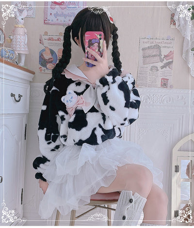 Eieyomi~Kawaii Lolita Bunny Ear Short Winter Coat   