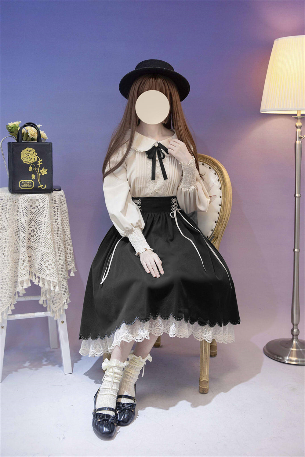 EESSILY~Countess's Autumn Tour~Retro Lolita Embroidery Long SK   