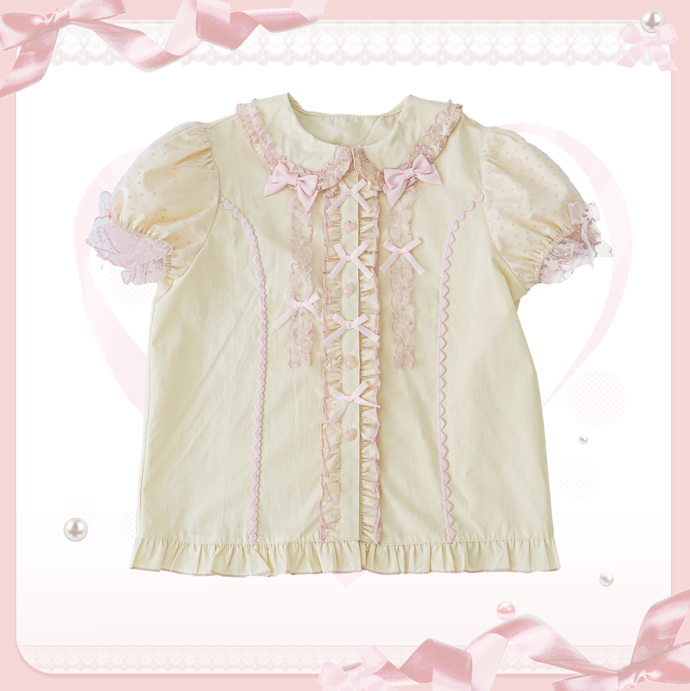 (Buy for me) The Seventh Doll~Sweet Doll Lolita Cotton Jumper Dress S yellow & pink blouse 