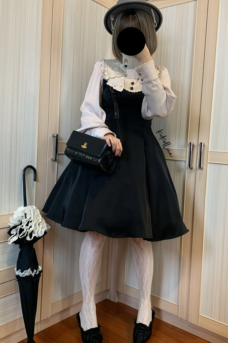 ZeeYe~Night Rose~ Classic Lolita OP Dress S long black long sleeve