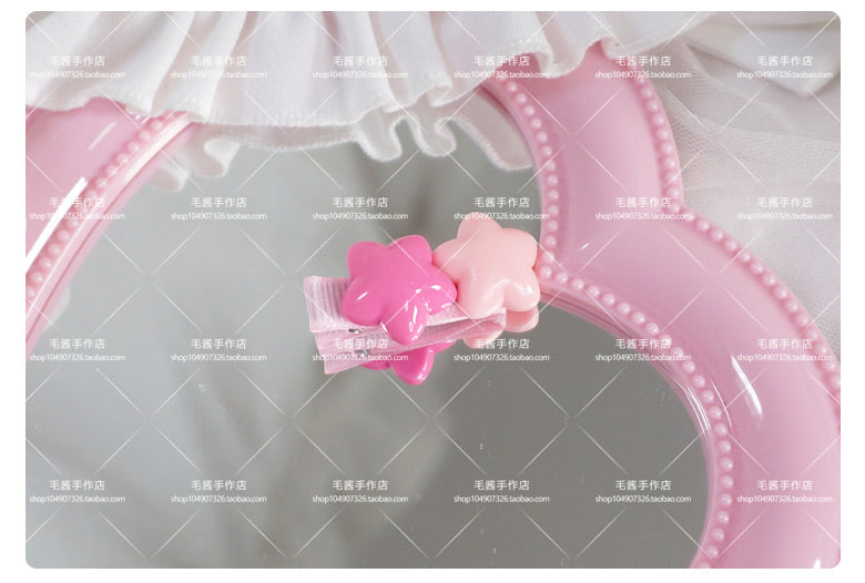 MaoJiang Handmade - Sweet Lolita Hair Pins Star Shape Multicolor rose red-pink stars