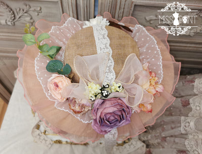 Miss Point~Woody Rose~ Elegant Flower Lolita Hat pink small hat  