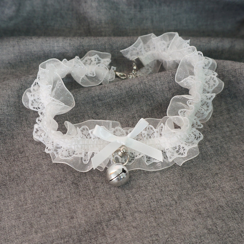 MaoJiang Handmade - Kawaii Lolita Lace and Bell Choker white