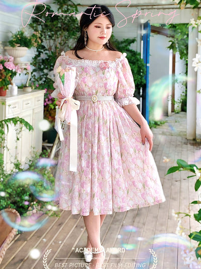 NanShengGe~Your Tulips~Classic Lolita Summer OP Dress M light pink 