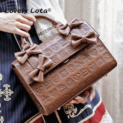 (Buyforme) Lovelylota~ Sweet Heart Embossed Chocolate Lolita Bag coffee  