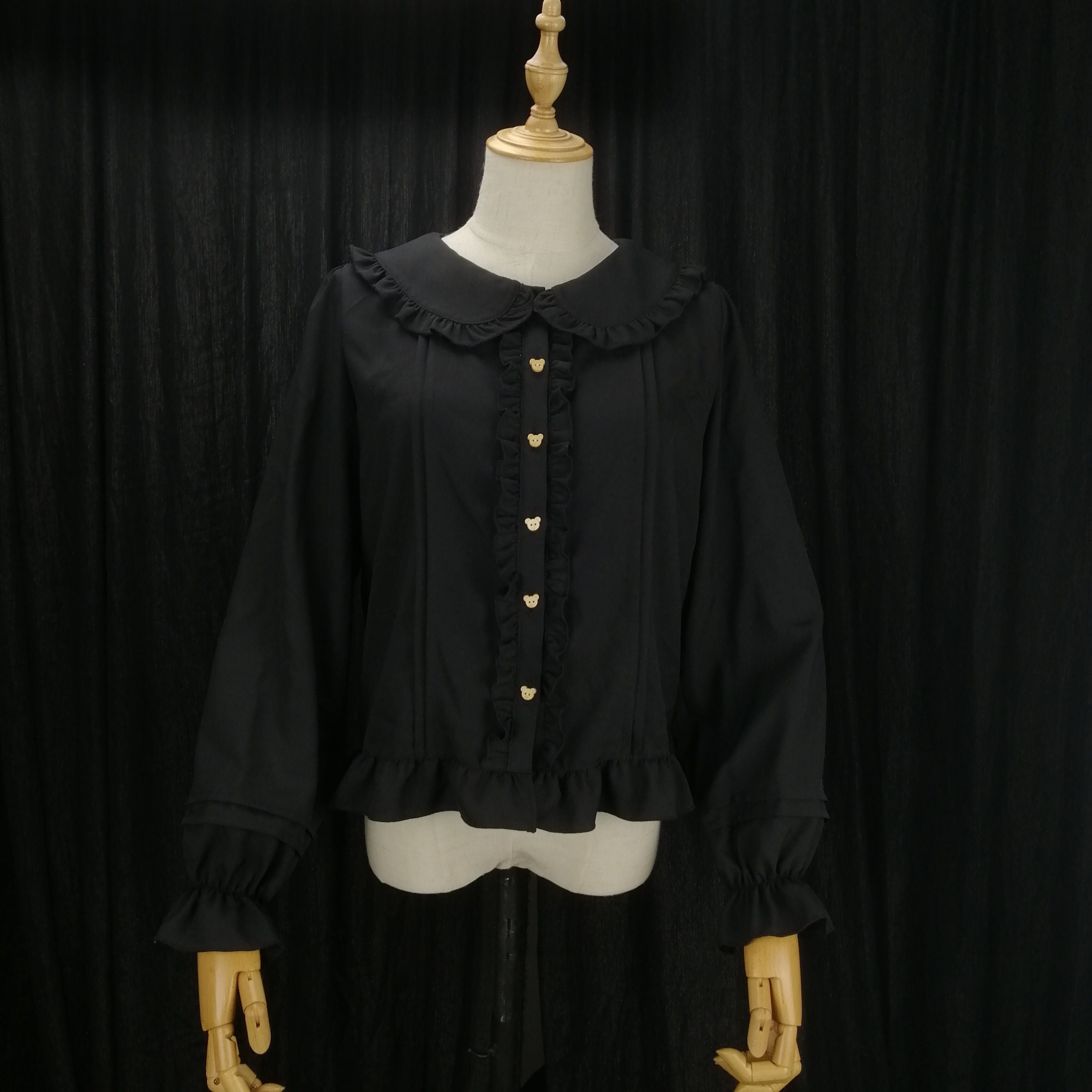 Sakurada Fawn - Elegant Lolita Long Sleeve Blouse S black