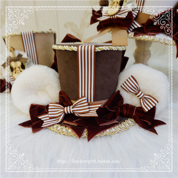 Fox cherry-Super Cute Lolita Bear Ears Top Hat Multicolors brown