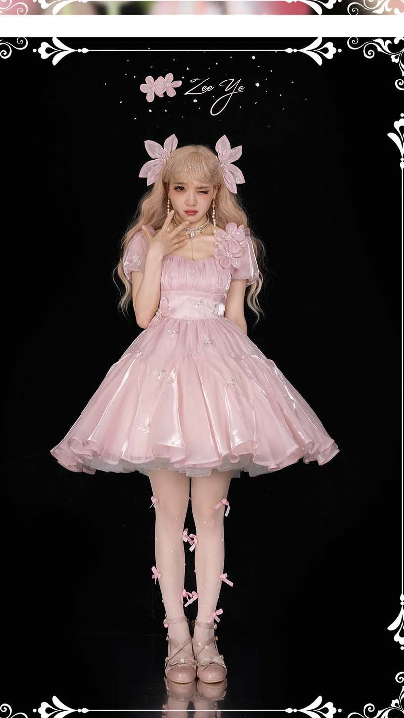 ZeeYe~Umbrellaleaf~French Lolita Shining OP Dress S pink 