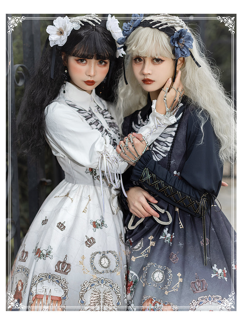 YingLuoFu~Black Fairytale~Gothic Twins Lolita JSK   